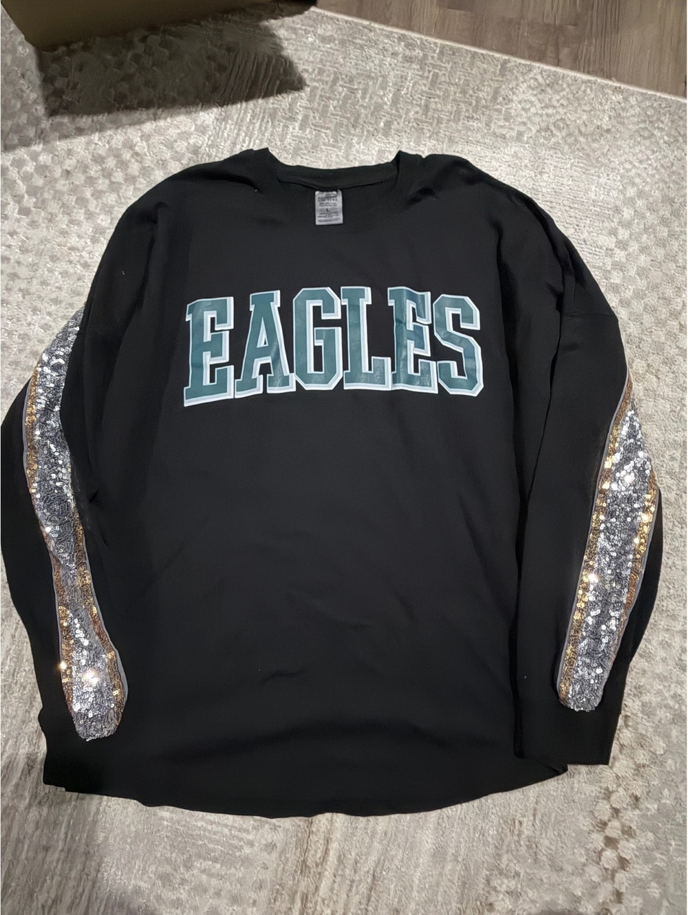 Gameday Couture Black Eagles Sweatshirt with Silver Sequin Detail
